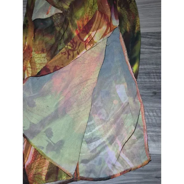 Prettylittlething Women's Green and Orange Dress - Image 3