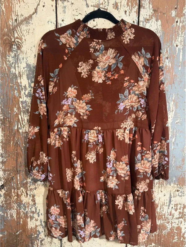 American Eagle brown floral shift dress, size small - Image 4