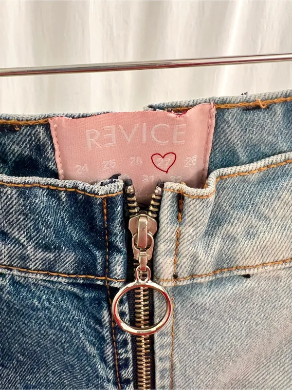 Revice Denim Two-Tone Straight Leg Jeans - Dark Blue & Light Blue - Image 3