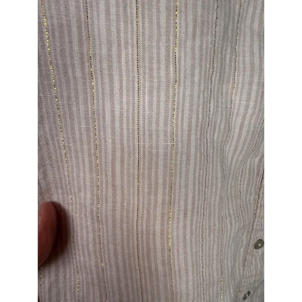 Antibes‎ Blanc Linen Blend Metallic Stripe Swim Cover Up Tunic Dress - Image 6