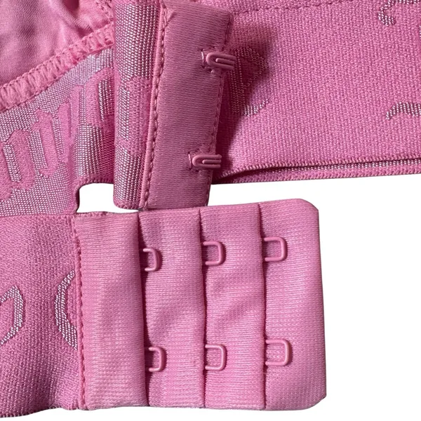Juicy Couture Pink Silky Satin Logo Triangle Bralette Size S Bra Y2K Rave NEW - Image 5