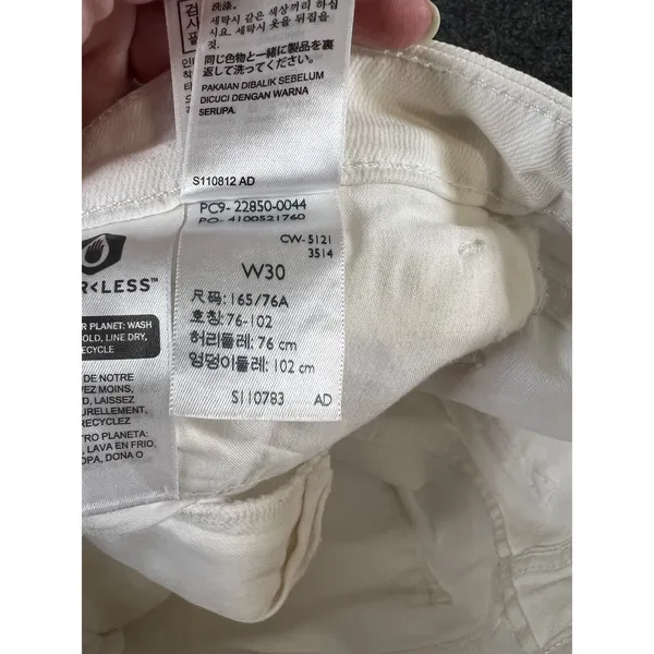 Levis 721 High Rise Skinny Ankle Jeans White‎ Distressed Raw Hem Size 30 - Image 13