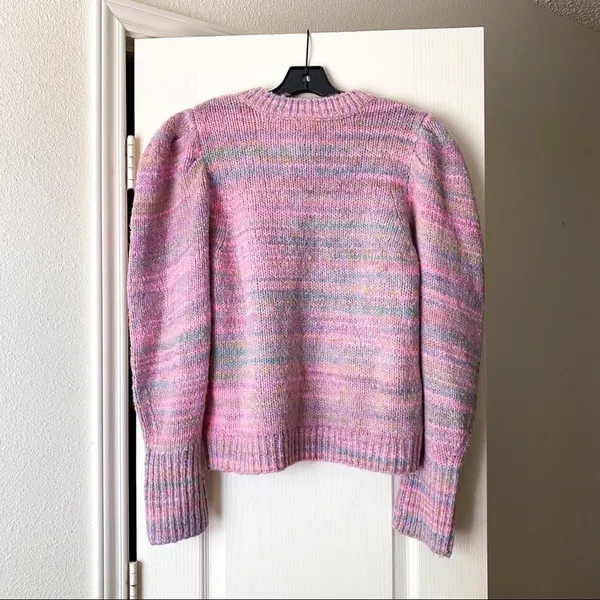 LoveShackFancy‎ Sweater Aquarius Pullover Puffed Shoulders Pink Cloud XL EUC - Image 4