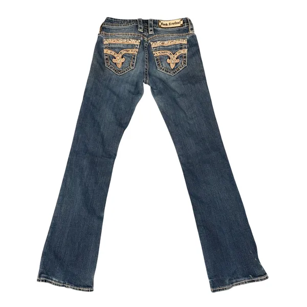 Rock‎ Revival Sherry Easy Boot Jeans Womens 25 Blue Denim Rhinestone Embellished - Image 4