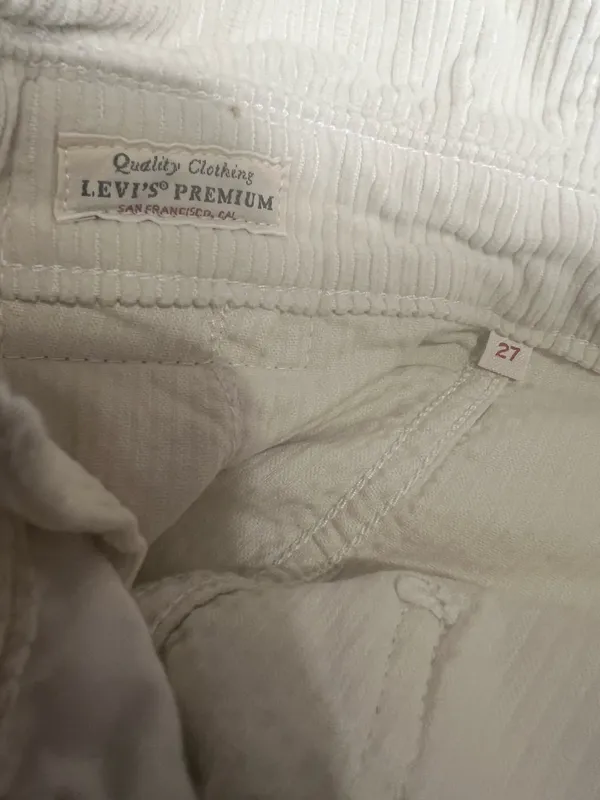 Levi’s Premium Cream Corduroy Wide Leg Overalls Women’s Size 27 - Image 7