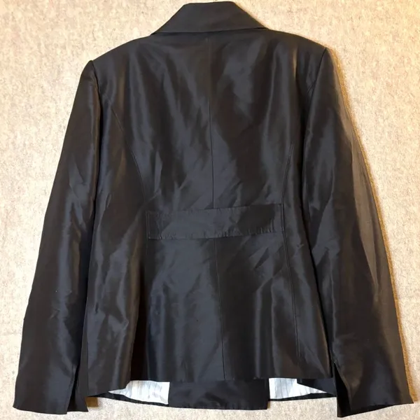 Vintage Marisa Christina Petite 12 Black Silk Double Breasted Blazer - Image 2