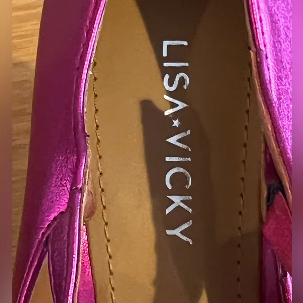 Lisa Vicky Notice Mary‎ Jane Platform Pump Metallic Pink Finish Women's Size 6 M - Image 12