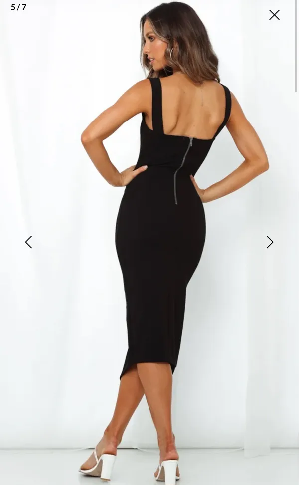 Hello Molly Black Midi Dress Slit - Image 3