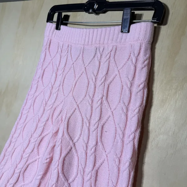 Playboy x Missguided Cable Knit Flare Pants Pink‎ Y2K Wide Leg Womens US 2 - Image 3