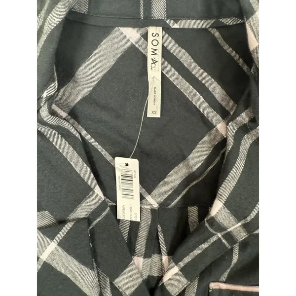 Soma Flannel Long‎ Sleeve Notch Collar Button Up Pajama Top Womens XS Aspen New - Image 4