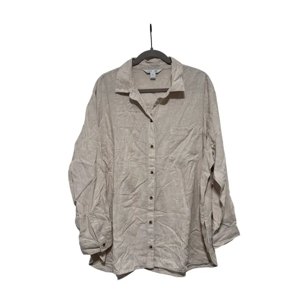 Old Navy Beige Boyfriend Button Down Shirt XL - Image 2