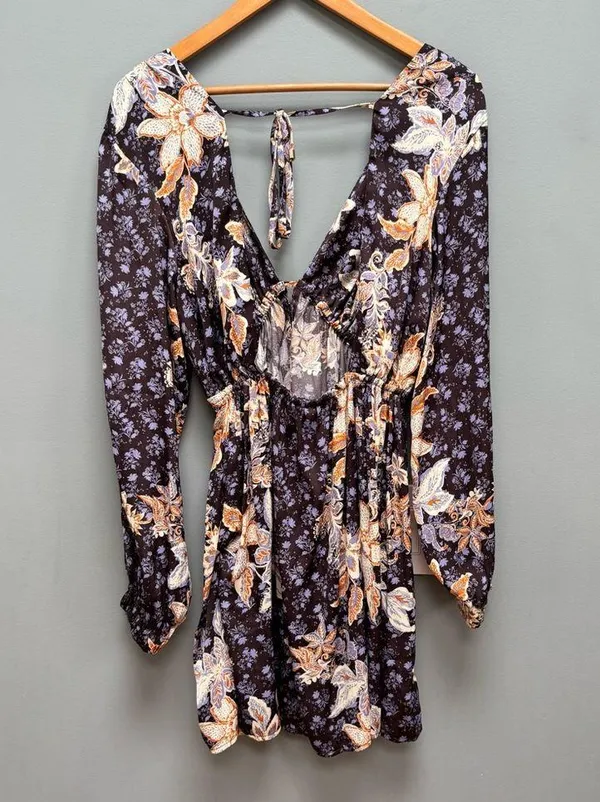 Free People Soli Mini Long Sleeve Satin Dress M - Image 11