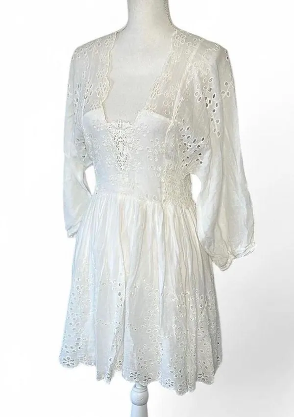 Free People White Eyelet Lottie Dress - Image 8