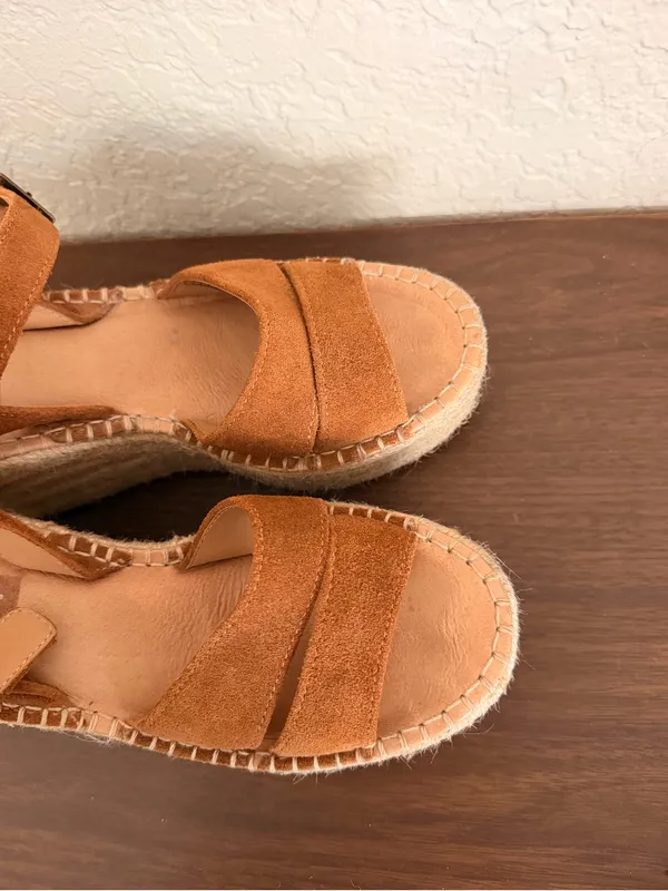 Soludos Womens Como Platform Wedge Sandals Brown suede size 6 preowned - Image 7