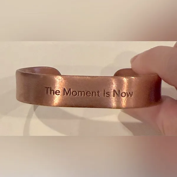 COPPER "The moment is now” HEALING MAGNETIC THERAPY BANGLE /CUFF - Image 2