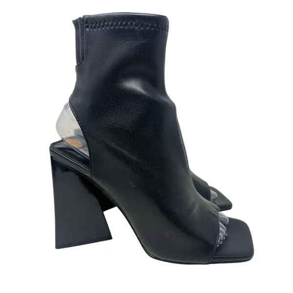 Steve Madden Transfer Faux Leather Peep Toe Booties in Black 7.5 - Image 2