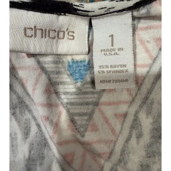 Women's Chico's Multi Colored 3/4 Sleeve Top Size 1  Medium - Image 4