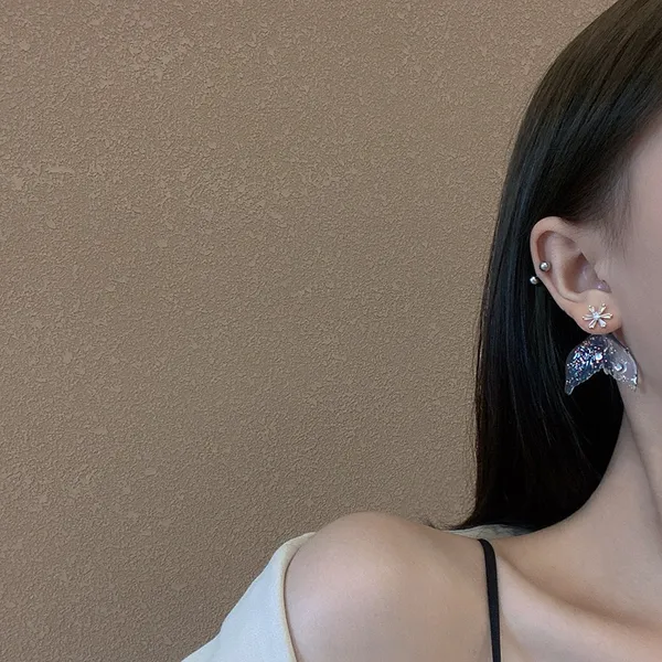 Fantasy Fishtail Stud Earrings for Women White - Image 3