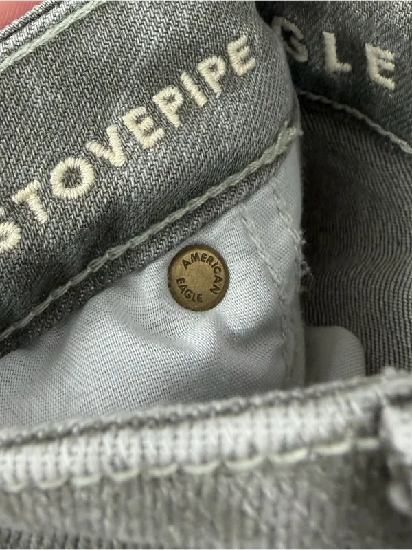 American Eagle high waisted stretch terrace gray wash stovepipe jean women’s 14L - Image 3