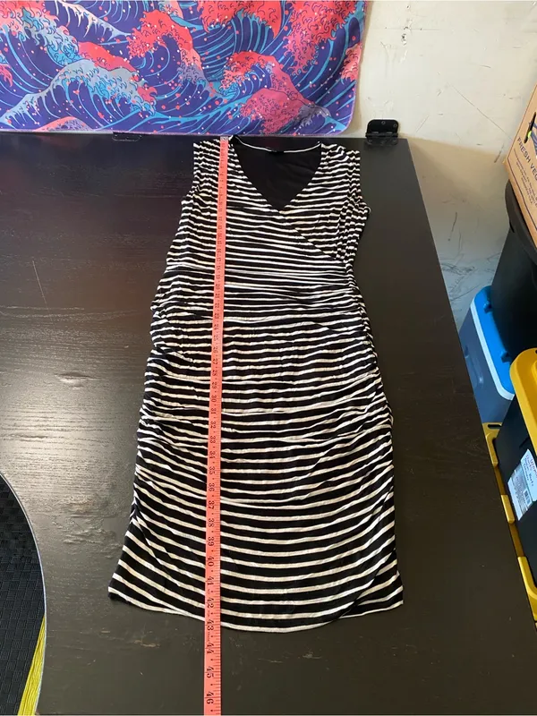 Sleeveless Black and White Striped V-Neck Maxi Dress - Image 4