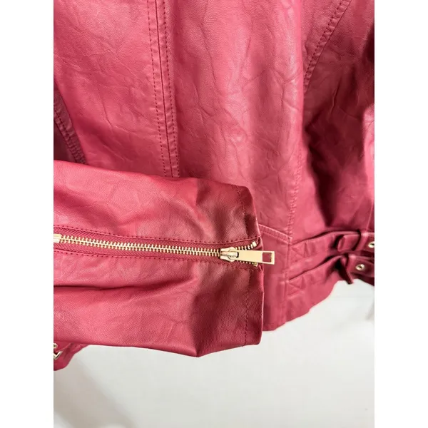 a.n.a Jacket Moto Faux Leather Women's XL Red Edgy 90s Streetwear Y2K Biker - Image 8