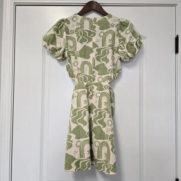 Show Me Your Mumu Jessa Mini Dress Size Small Green Cream Wedding Guest - Image 6