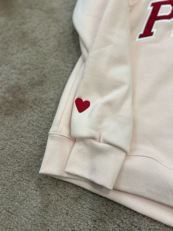 PARKE Varsity Mockneck Sweatshirt Peony and Crimson Valentines Day s/m - Image 3
