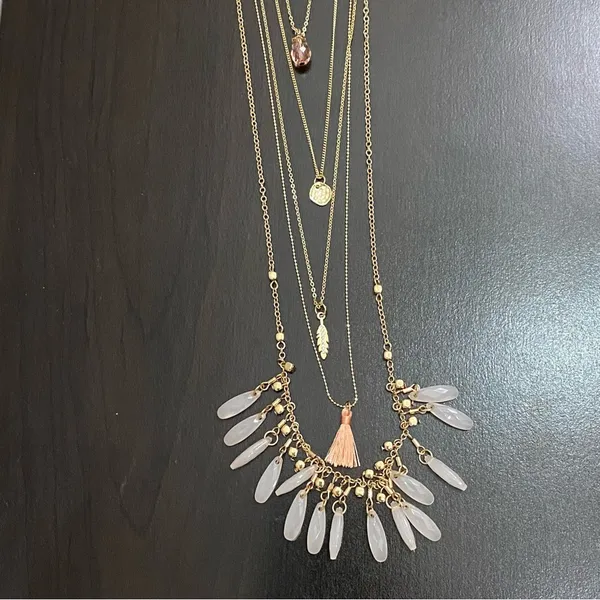 Gold-tone Multi Layered Tassel Beaded Long Necklace - Image 8