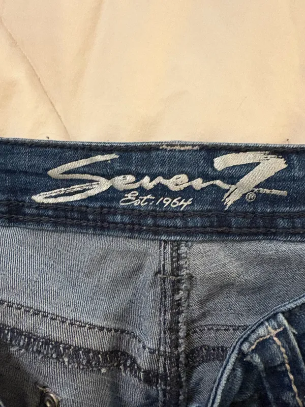 Seven7 Slim Boot Navy Blue Jeans with Back Patches - Image 5