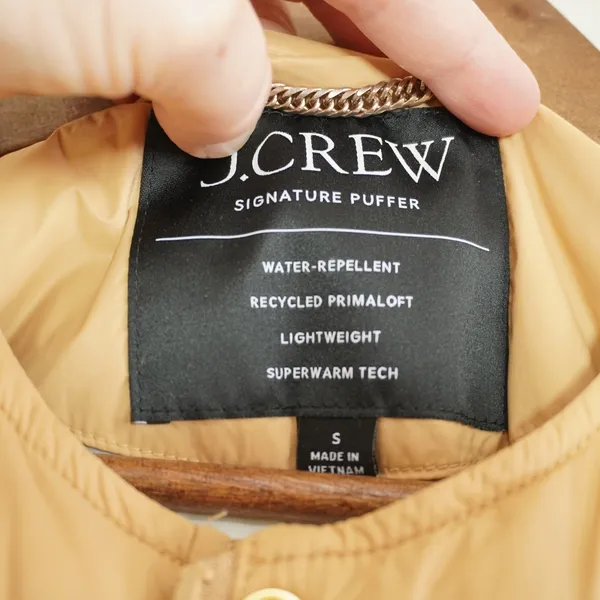 J. Crew Women's Small Light Brown Beige Signature Puffer Vest Quilted Preppy - Image 6