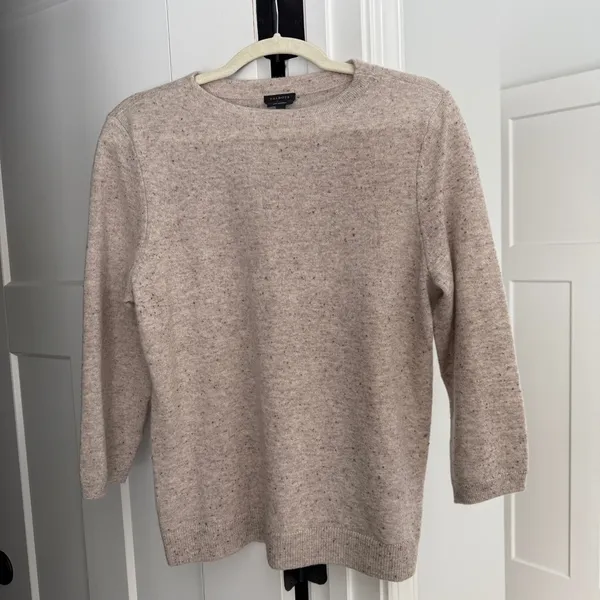 Talbots‎ AUDREY CASHMERE SWEATER DONEGAL cream oatmeal Heather - Image 2