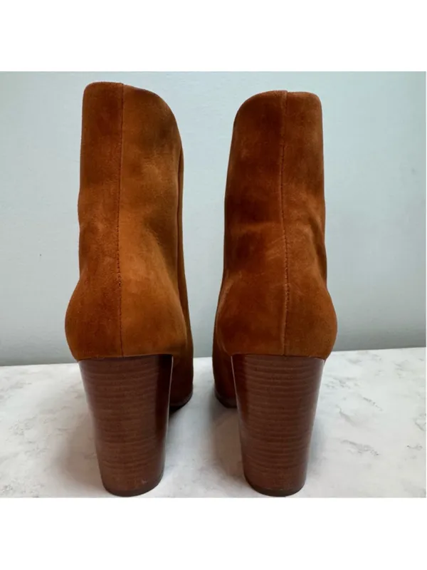 Joe's Jeans Trisha Suede Ankle Boots Brown Stacked Heel Size 7.5 - Image 5