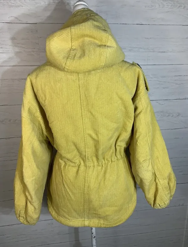 Molly Green yellow hooded sherpa corduroy jacket size Small - Image 4