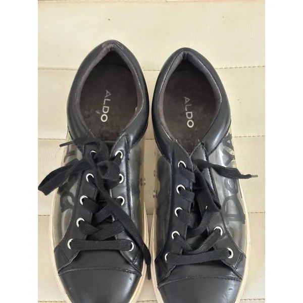 Aldo Womens‎ Do Ya Thing Clear PVC Black Low Top Sneakers Size 7.5 EUR 38 - Image 3