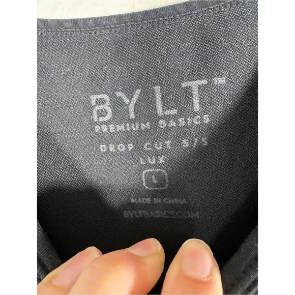 BYLT Black Premium Drop Cut 5/5 Lux Tee Shirt Mens L Classic Basic Short Sleeve - Image 6
