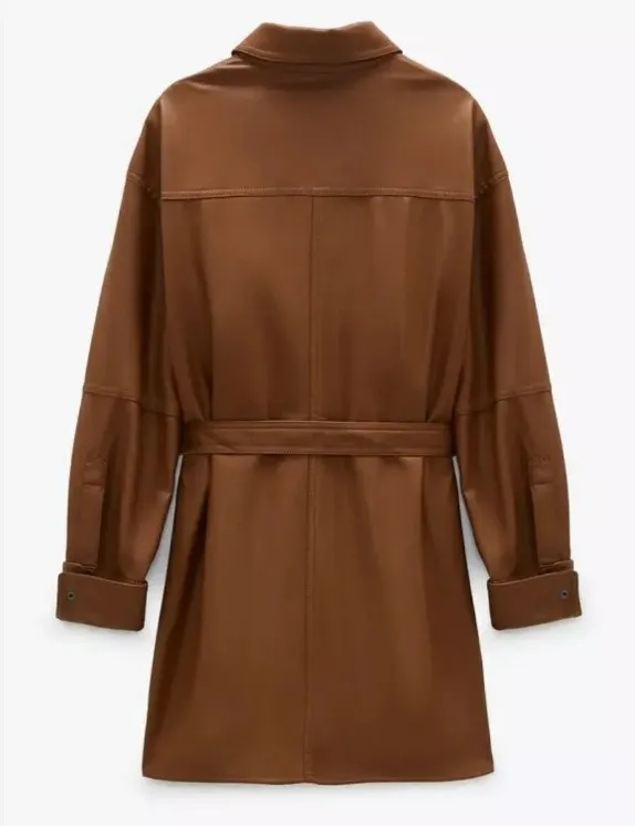 Zara Faux Leather Shirt Jacket - Image 4