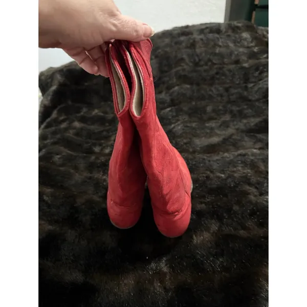 Vintage Wrangler Dusty‎ Rose Cowgirl Boots 6.5 M USA Made Nubuck Suede - Image 3