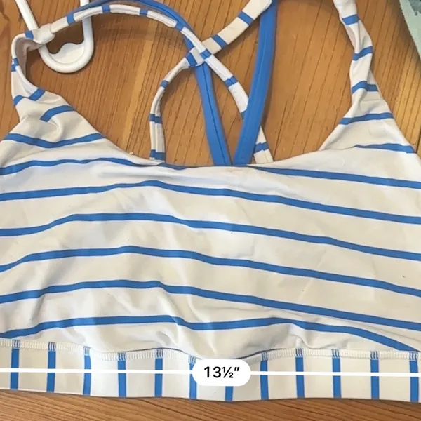 Lululemon Striped Blue and White Crisscross Sports Bra - Image 4