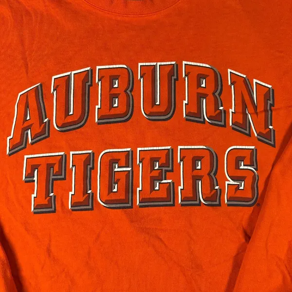 Vtg Auburn Tigers Jansport Medium Orange Long‎ Sleeve Tee Front Back Graphic - Image 2
