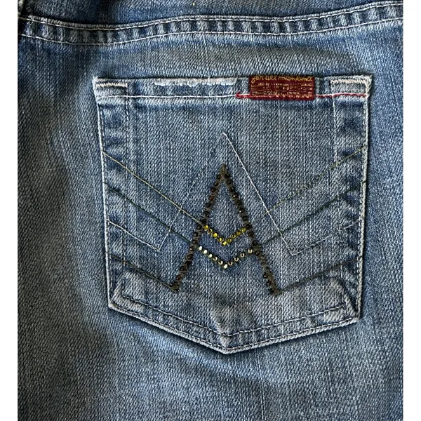 7 For All Mankind‎ A Pocket Jeans Womens Size 26 Light Wash Rhinestone Flare Y2K - Image 2