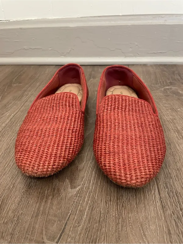 Birdies The Starling Raffia Loafer Flats Size 7.5 Red Rust Orange Slip On Shoes - Image 2