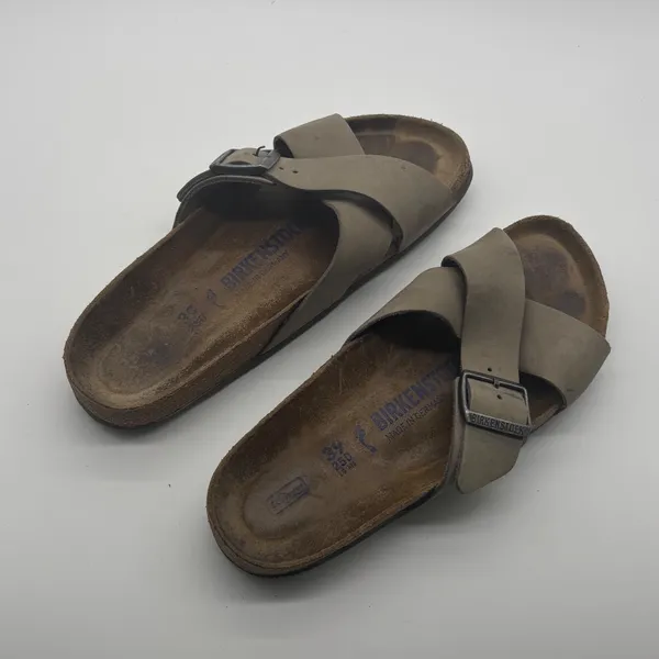 Birkenstock Siena Oiled Leather Sandals Tobacco Brown Cross Strap Slide 39 L8 M6 - Image 3