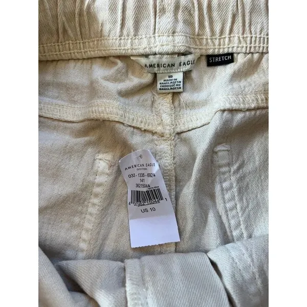 NWT American Eagle Women’s Size 10 Cream High Rise Drawstring Utility Shorts - Image 3