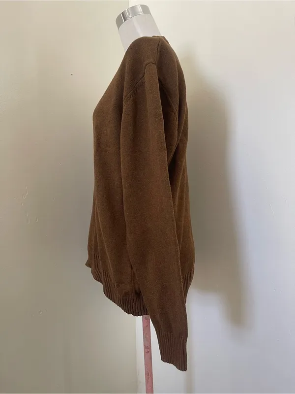 Women's Crewneck cotton on garments Sweater in Warm Brown - Image 2
