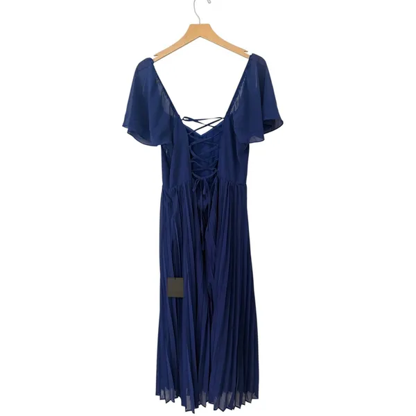 Lulus Calia Royal Blue Flutter Sleeve Midi Dress size Large NWT - Image 4