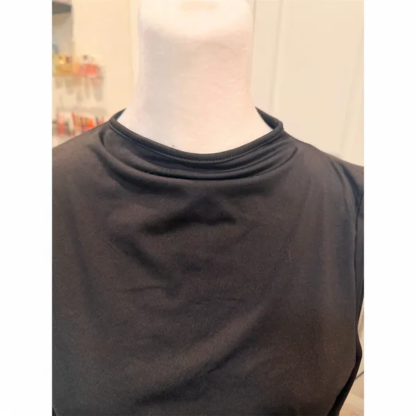 Amazon Womens Black Ruched Bodycon Mini Dress Long Sleeve Mock Neck Size S - Image 4
