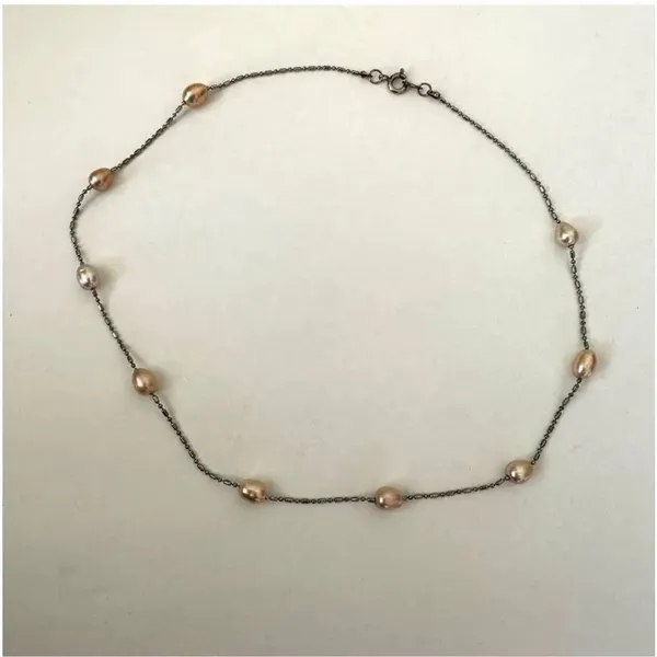 Silver tone pearl dainty choker necklace Silver - Image 3