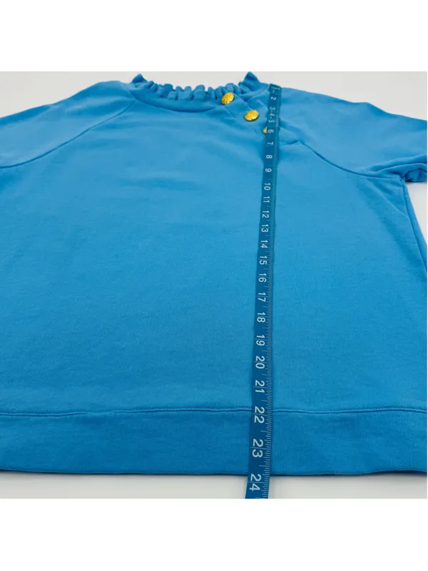 NWOT Talbots Cornflower Blue Sweatshirt with Gold Buttons, Size M - Image 8