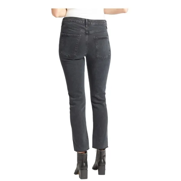 AGOLDE Toni‎ Mid Rise Straight Leg Jeans Black Distressed Hem Size 26 A133D-3002 - Image 2