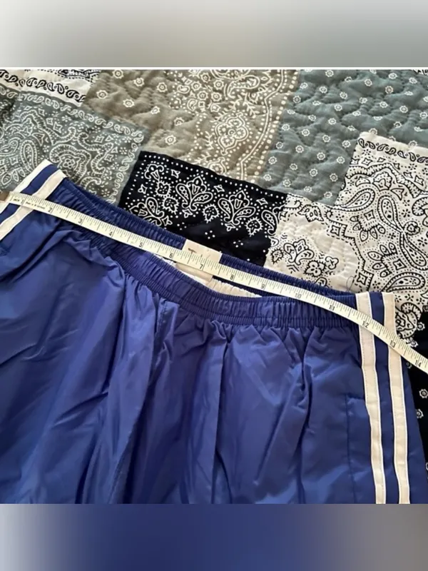 ASICS Retro Tear Away Nylon Pants Royal Blue with White Side Stripes Small - Image 5